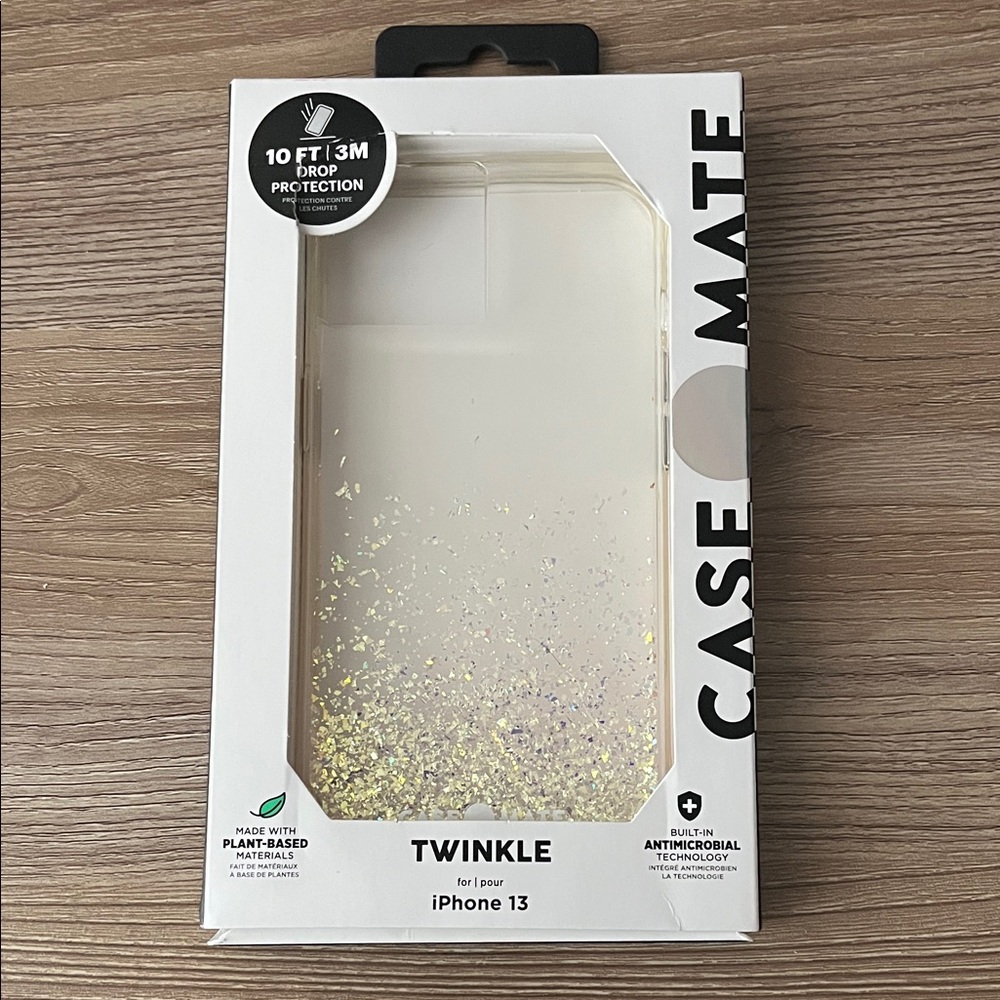 case-mate Twinkle iPhone 13 Clear Case with Gold Glitter